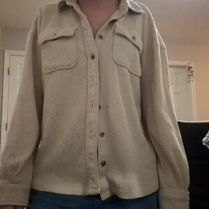 Aerie Beige Button-Down Shirt
